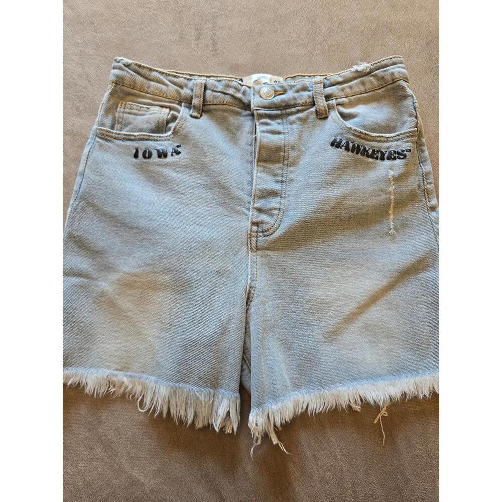 Iowa Hawkeyes Hendrix High-Waisted Women's Painted Cutoff Denim Shorts (27)